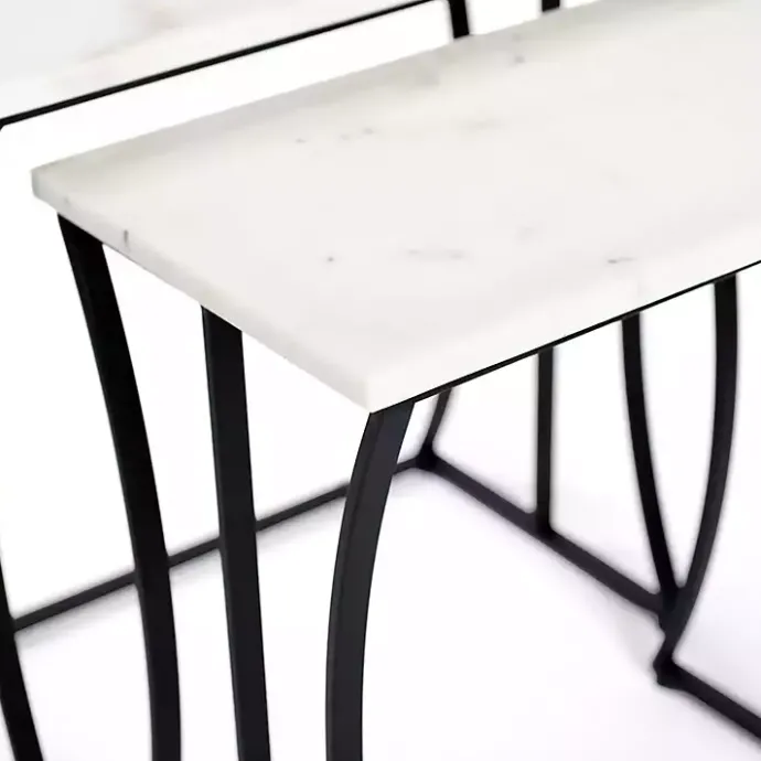Kirklands Home Marble Nesting Accent Tables, Set of 2 White
