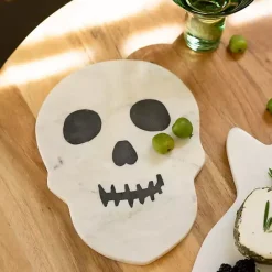 Outlet Kirklands Home Marble Skull Halloween Cheese Board White