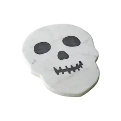Outlet Kirklands Home Marble Skull Halloween Cheese Board White
