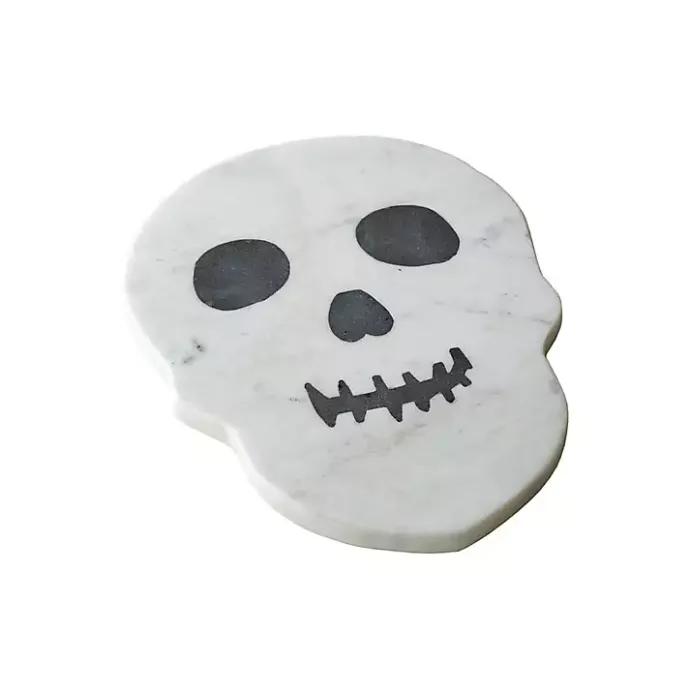 Outlet Kirklands Home Marble Skull Halloween Cheese Board White