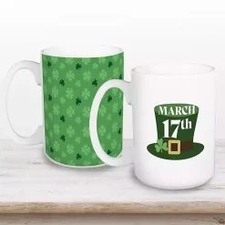 New Kirklands Home March 17th Shamrock Mugs, Set of 2