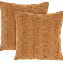 Hot Kirklands Home Marigold Cable Knit Throw Pillows, Set of 2 Orange