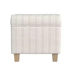 Sale Kirklands Home Marigold Stripe Upholstered Square Storage Ottoman White