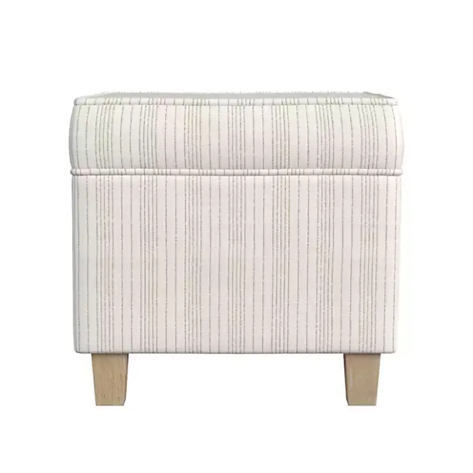Sale Kirklands Home Marigold Stripe Upholstered Square Storage Ottoman White