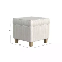 Sale Kirklands Home Marigold Stripe Upholstered Square Storage Ottoman White