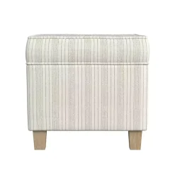 Sale Kirklands Home Marigold Stripe Upholstered Square Storage Ottoman White