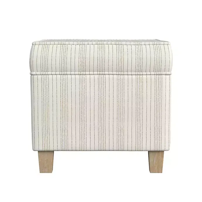 Sale Kirklands Home Marigold Stripe Upholstered Square Storage Ottoman White