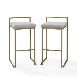 Hot Kirklands Home Marley and Gold Bar Stools, Set of 2 Gray