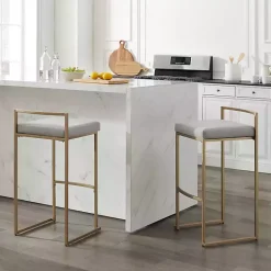 Hot Kirklands Home Marley and Gold Bar Stools, Set of 2 Gray