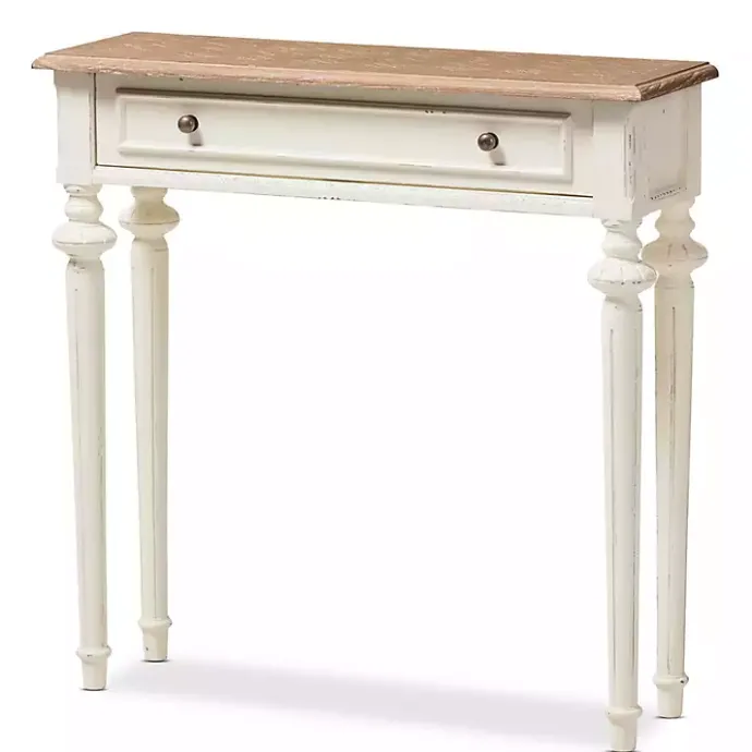 Clearance Kirklands Home Marquetterie Whitewashed Oak Top Console Table