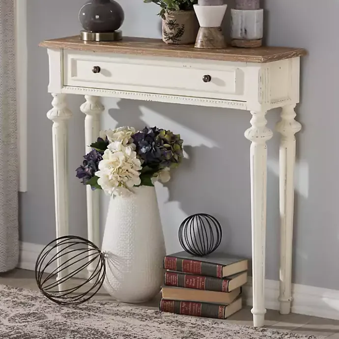 Clearance Kirklands Home Marquetterie Whitewashed Oak Top Console Table