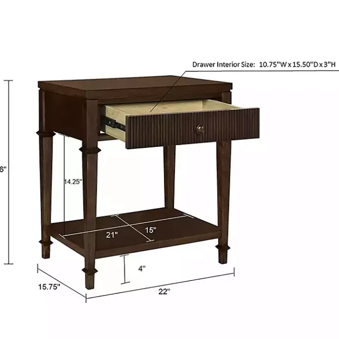 New Kirklands Home Martha Stewart Dark Wood Nightstand Brown