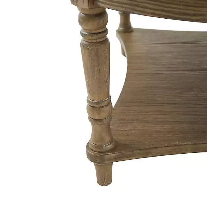 Online Kirklands Home Martha Stewart Round Cream Ottoman with Shelf Ivory