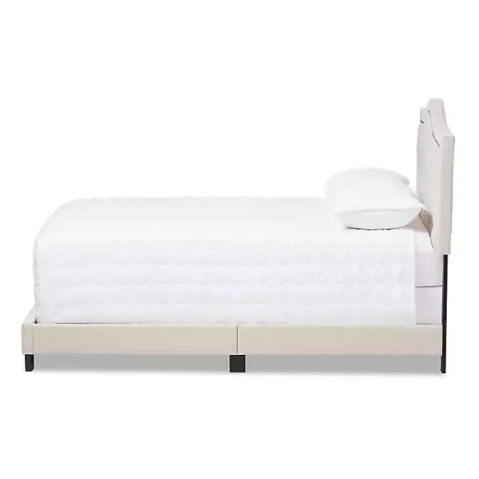 New Kirklands Home Mary Beige Button Tufted King Bed Frame Ivory