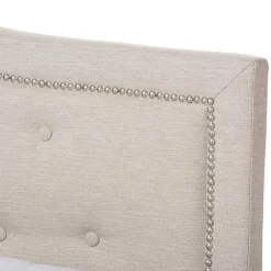New Kirklands Home Mary Beige Button Tufted King Bed Frame Ivory