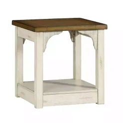 Online Kirklands Home Mary and Natural Wooden Square Accent Table White