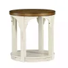 Outlet Kirklands Home Mary White and Natural Wooden Round Accent Table