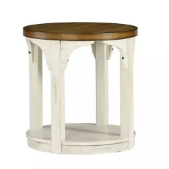 Outlet Kirklands Home Mary White and Natural Wooden Round Accent Table