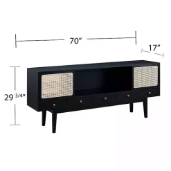 Hot Kirklands Home Matilda Midcentury Woven Cane Media Cabinet Black