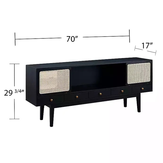 Hot Kirklands Home Matilda Midcentury Woven Cane Media Cabinet Black