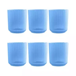 Outlet Kirklands Home Matte Azure Ribbed Short Glasses, Set of 6 Blue