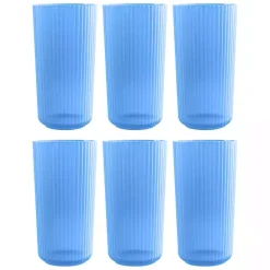 Sale Kirklands Home Matte Azure Ribbed Tall Glasses, Set of 6 Blue