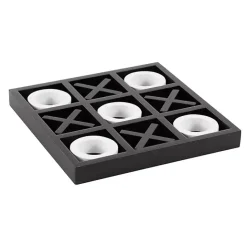 Outlet Kirklands Home Matte Black and White Wooden Tic Tac Toe Board
