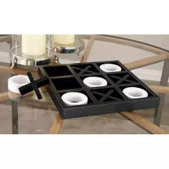 Outlet Kirklands Home Matte Black and White Wooden Tic Tac Toe Board