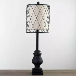 Outlet Kirklands Home Matte Buffet Lamp with Wire Shade Black