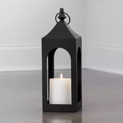 Kirklands Home Matte Hampshire Metal Lantern, 24 in. Black