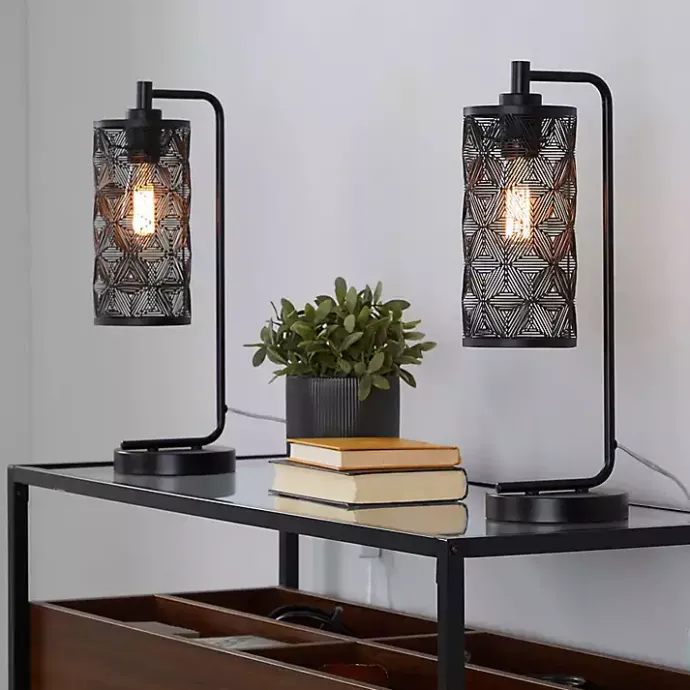 Clearance Kirklands Home Matte Metal Cutout Table Lamps, Set of 2 Black