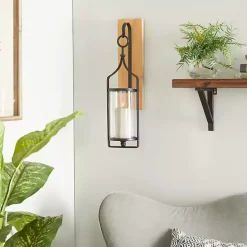 Best Kirklands Home Matte Poplar Wood Sconce Black