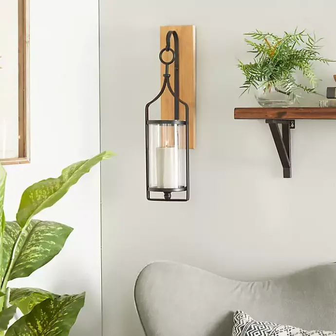 Best Kirklands Home Matte Poplar Wood Sconce Black