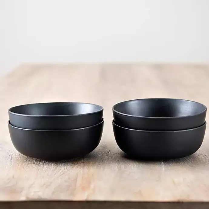 Sale Kirklands Home Matte Simple Things Cereal Bowls, Set of 4 Black