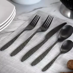Clearance Kirklands Home Matte Black Steel Diagonal 20-pc. Flatware Set