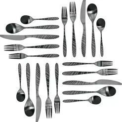 Clearance Kirklands Home Matte Black Steel Diagonal 20-pc. Flatware Set