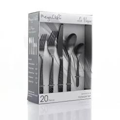Clearance Kirklands Home Matte Black Steel Diagonal 20-pc. Flatware Set