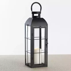 Discount Kirklands Home Matte Window Pane Lantern, 17 in. Black