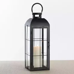 Sale Kirklands Home Matte Window Pane Lantern, 24 in. Black