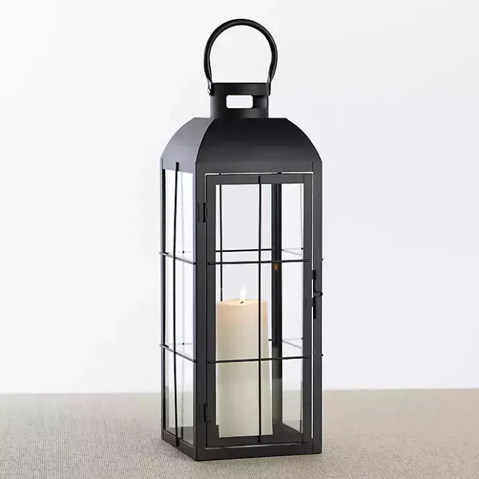 Sale Kirklands Home Matte Window Pane Lantern, 24 in. Black