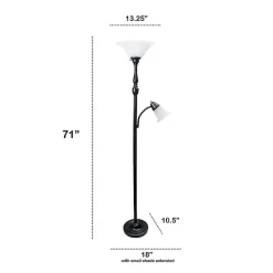 Sale Kirklands Home Matte Bronze and White Reading Arm Torchiere Brown