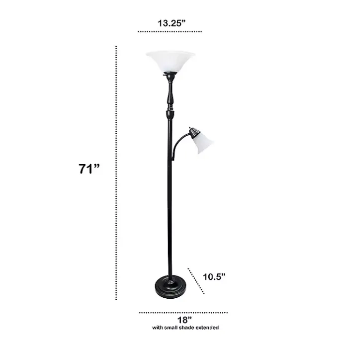 Sale Kirklands Home Matte Bronze and White Reading Arm Torchiere Brown