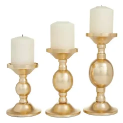 Online Kirklands Home Matte Metal 3-pc. Pillar Candle Holder Set Gold