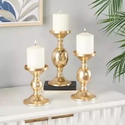 Online Kirklands Home Matte Metal 3-pc. Pillar Candle Holder Set Gold