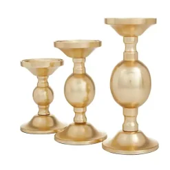 Online Kirklands Home Matte Metal 3-pc. Pillar Candle Holder Set Gold