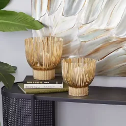 Online Kirklands Home Matte Straws 2-pc. Votive Candle Holder Set Gold