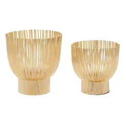 Online Kirklands Home Matte Straws 2-pc. Votive Candle Holder Set Gold