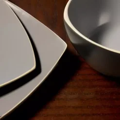 Hot Kirklands Home Matte Gray and Black 16-pc. Dinnerware Set