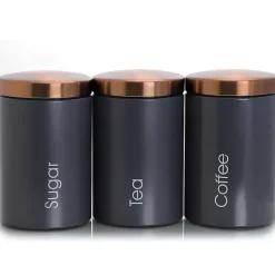 Kirklands Home Matte and Copper 3-pc. Canister Set Gray
