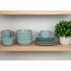 Outlet Kirklands Home Matte Mineral Kera 16-pc. Dinnerware Set Blue